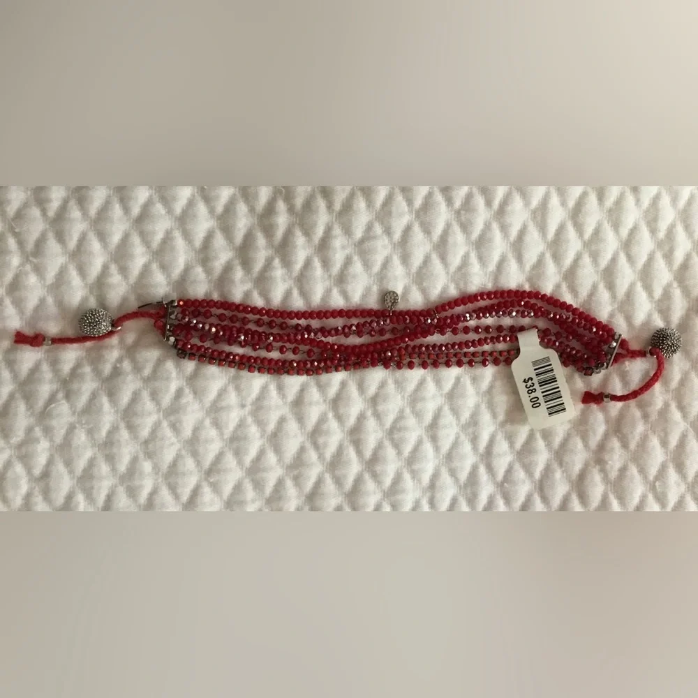 Anthropologie Shine Bright Beaded Bracelets  NWT. Red and Black - Picture 5 of 8